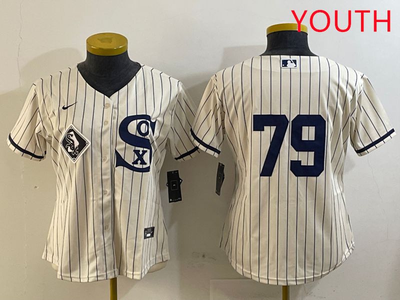 Youth Chicago White Sox #79 No Name Cream Stripe Dream Edition Game 2025 Nike MLB Jersey style 3->youth mlb jersey->Youth Jersey